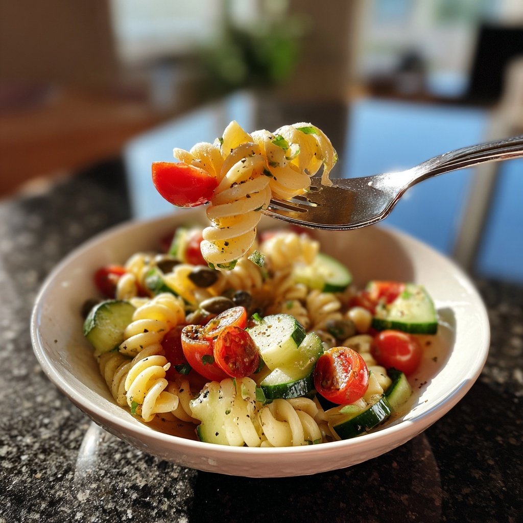Mediterraner Nudelsalat Mit Kapern Beeren