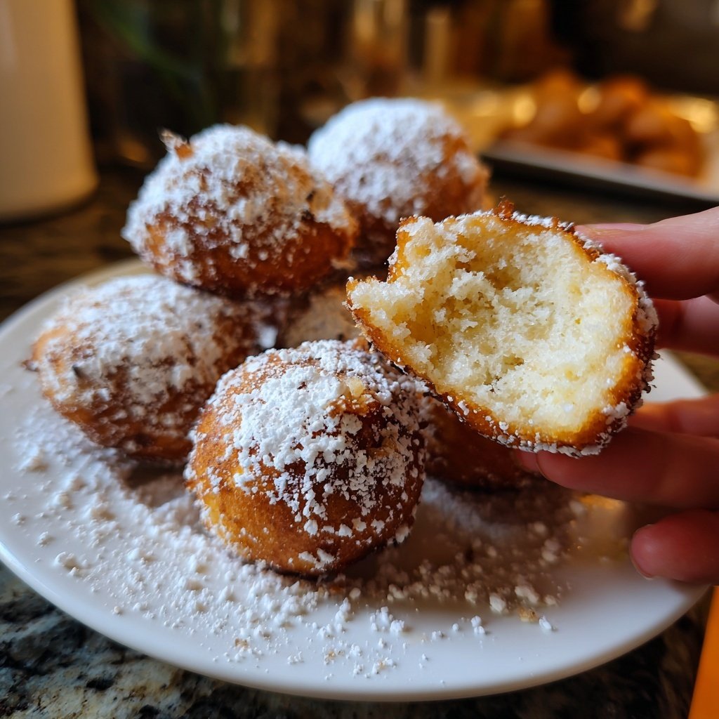 Quarkbällchen mit Vanille und Puderzucker