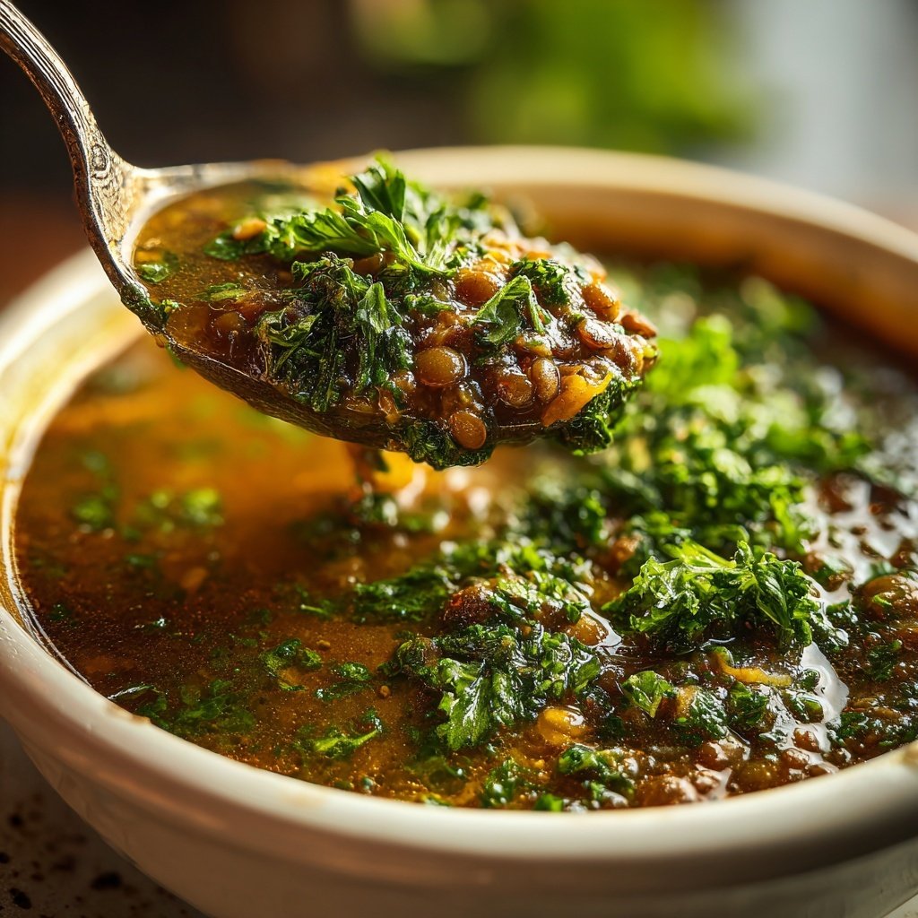 Linsensuppe mit Petersilie