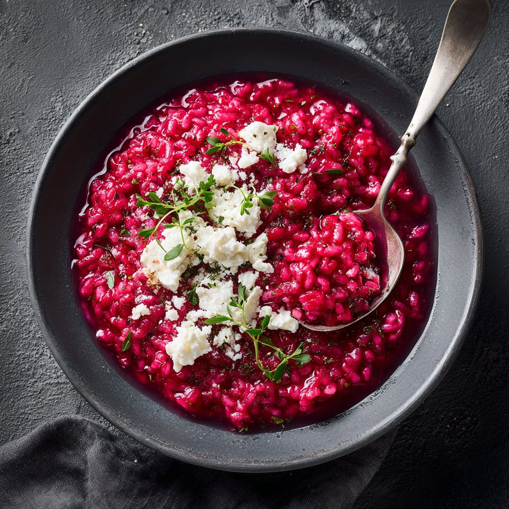 Rote-Bete-Risotto mit Ziegenkäse