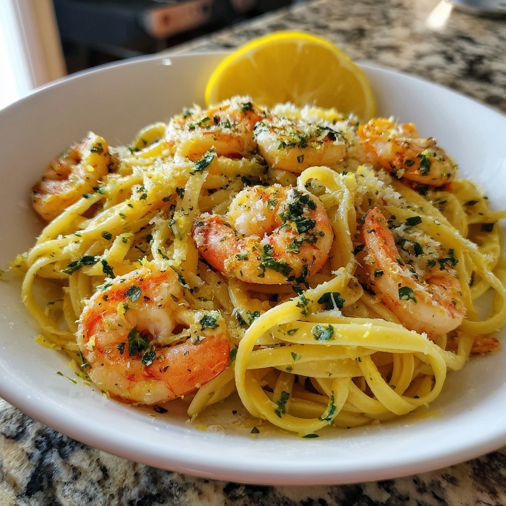 Pasta mit Garnelen und Zitronenbutter